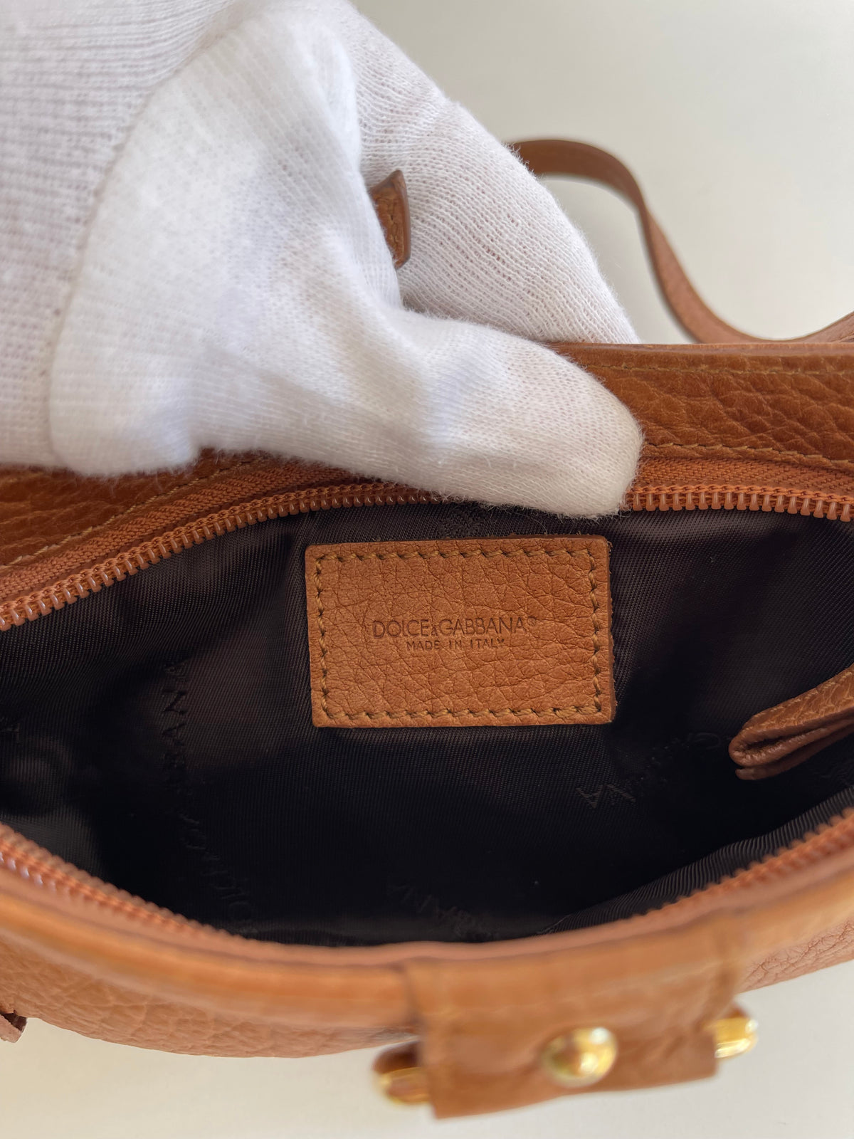 Dolce Gabbana Chestnut Brown Vintage Leather Pochette