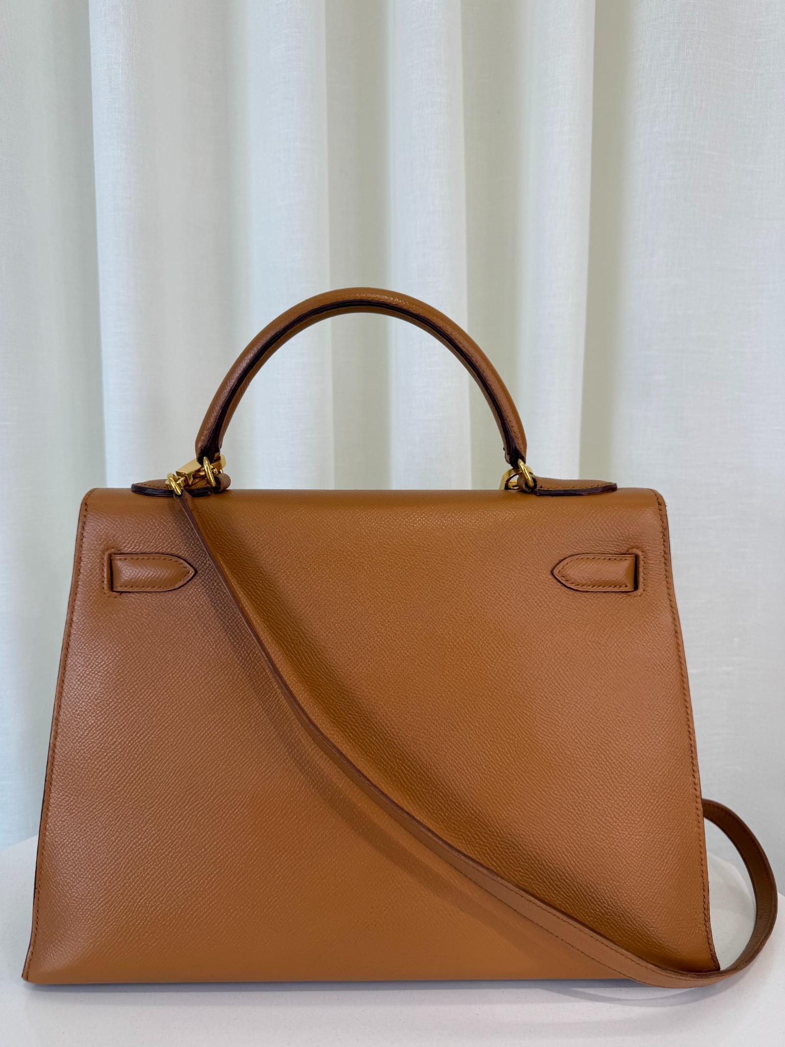 Hermès Kelly Sellier 32 Gold Epsom Leather GHW
