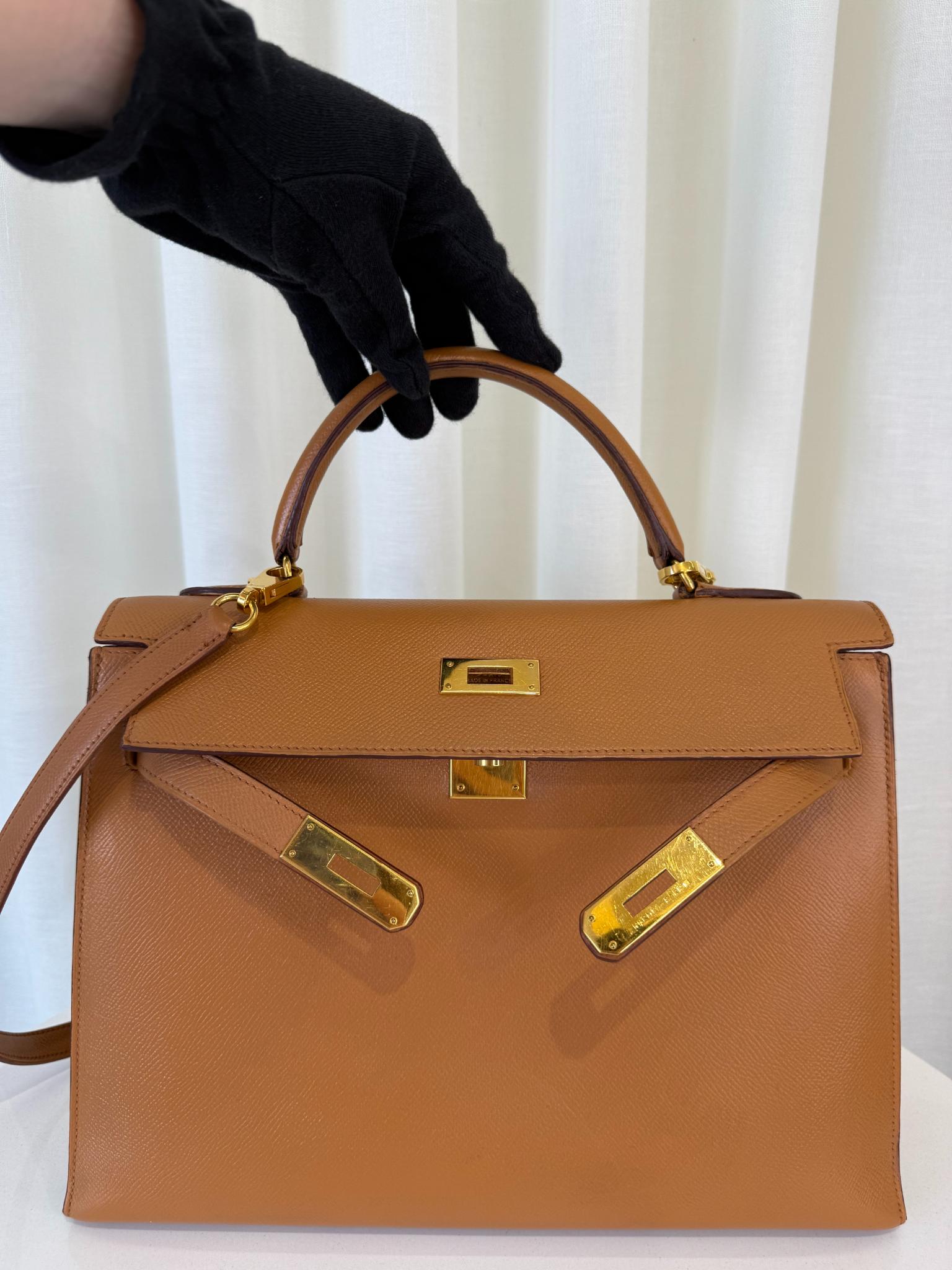 Hermès Kelly Sellier 32 Gold Epsom Leather GHW