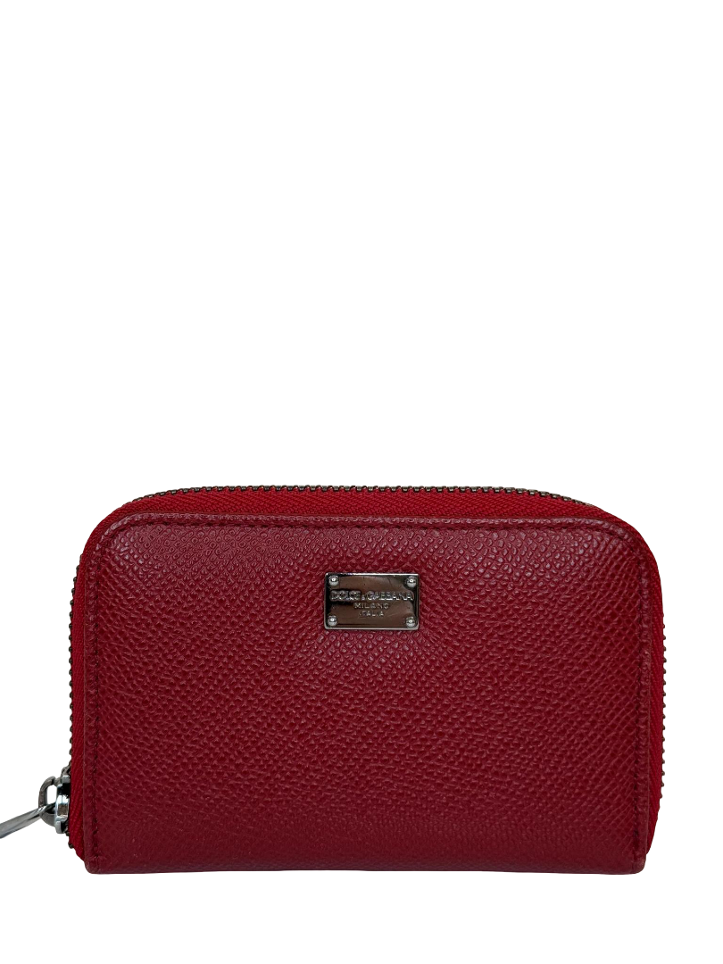 Dolce Gabbana Red Leather Zip-around Coin Purse