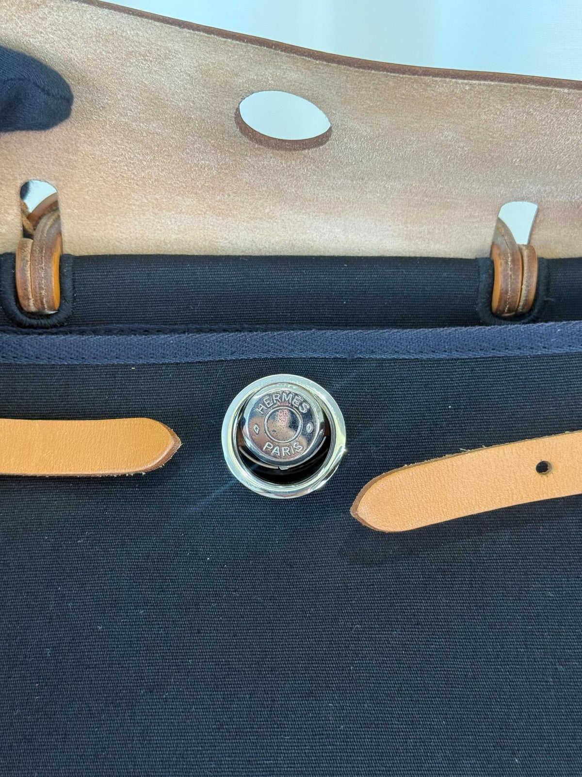Hermès Herbag Zip 31 Black Toile Canvas Natural Vache