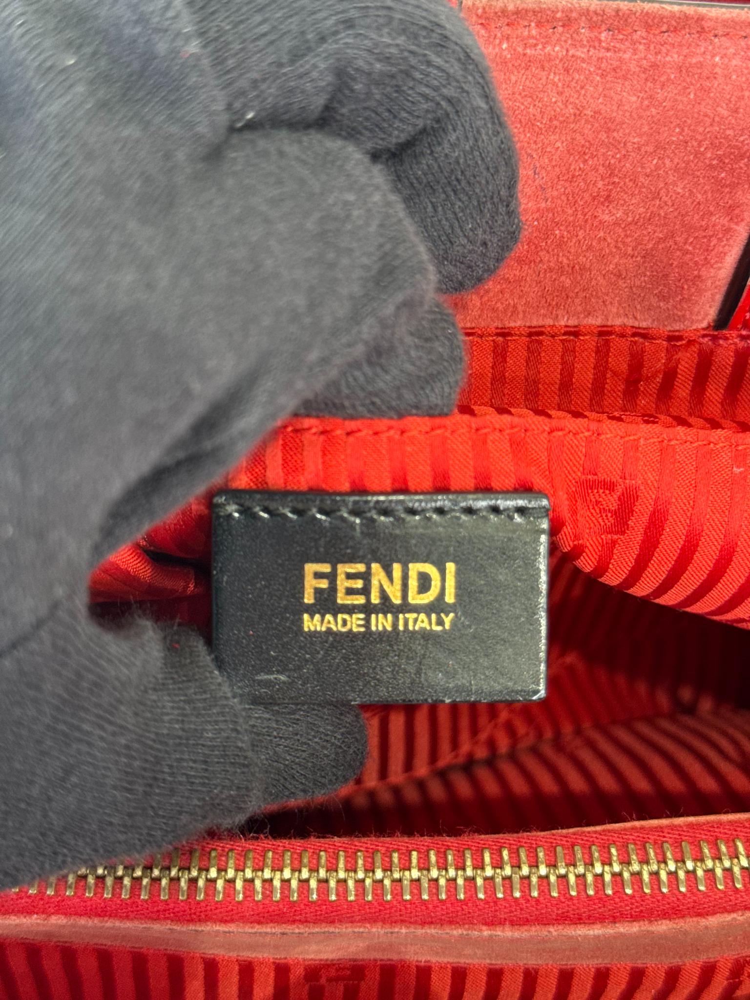 Fendi Red Leather Medium 2Jours Tote Bag