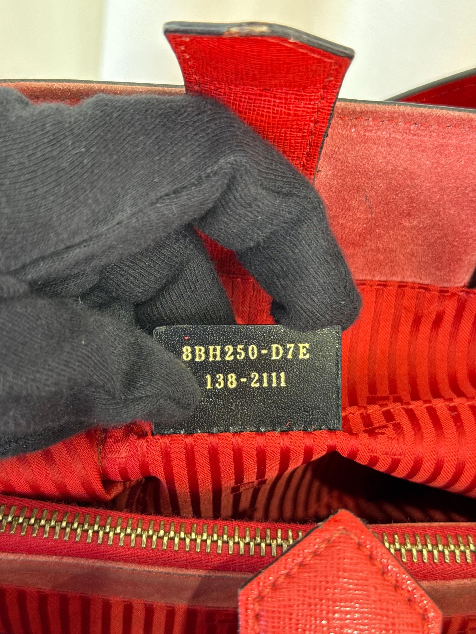 Fendi Red Leather Medium 2Jours Tote Bag