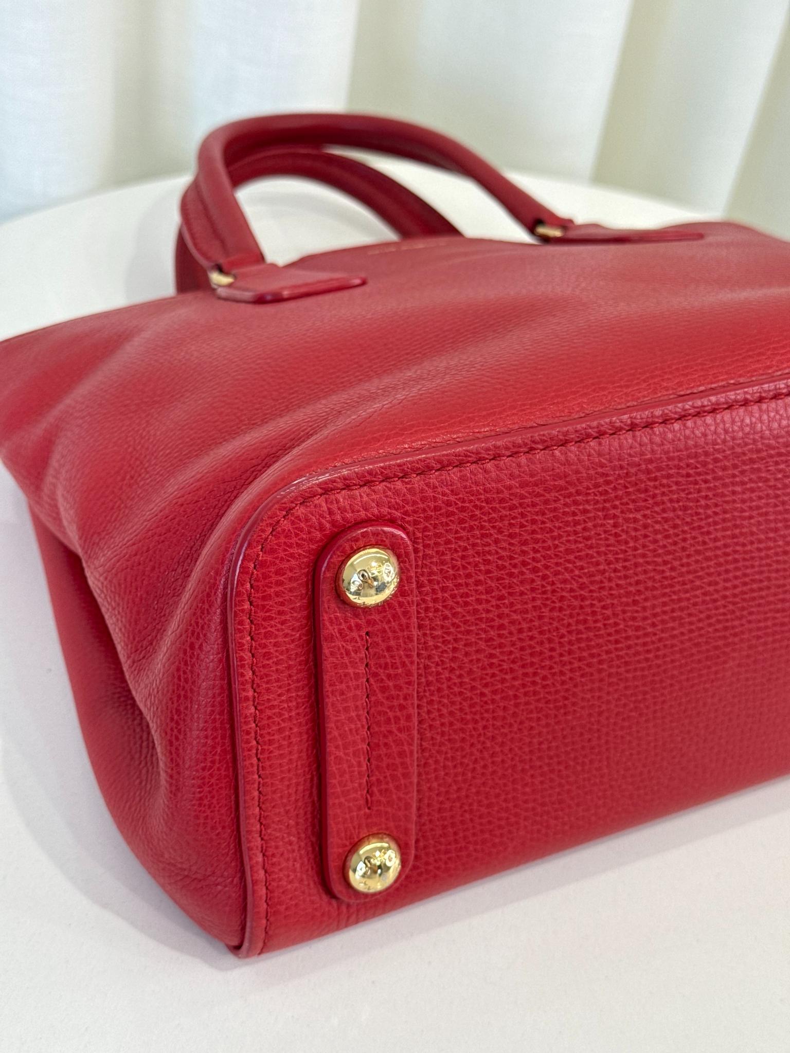 Dolce Gabbana Red Calfskin Leather Top Handle Bag