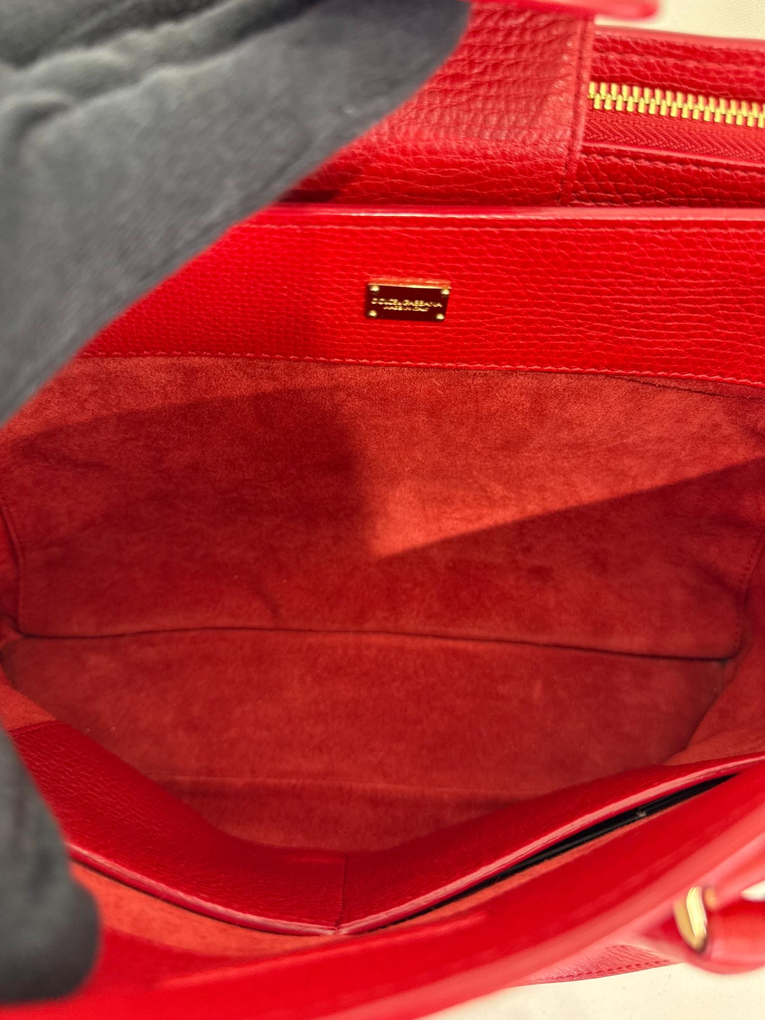 Dolce Gabbana Red Calfskin Leather Top Handle Bag
