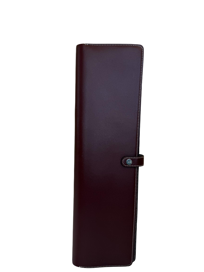 Loro Piana Guardaroba Tie Holder Calfskin Oxblood/Antique Silver