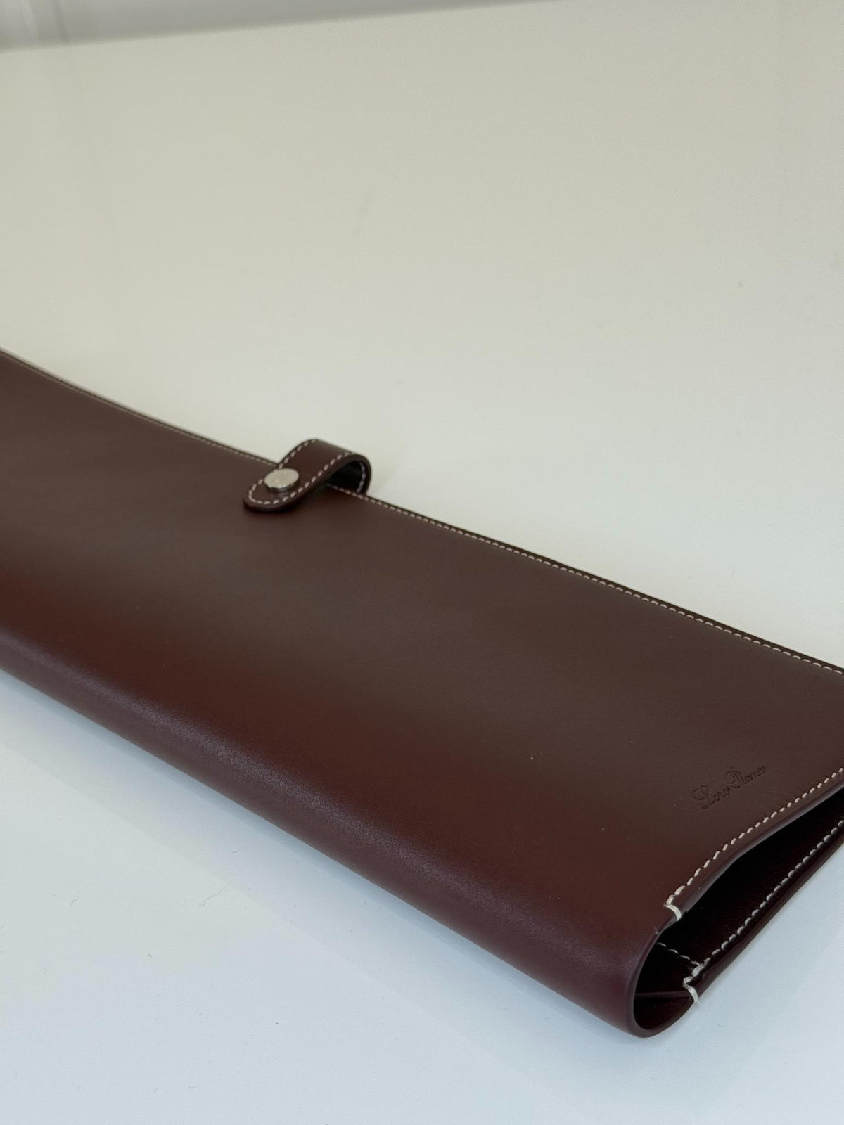 Loro Piana Guardaroba Tie Holder Calfskin Oxblood/Antique Silver