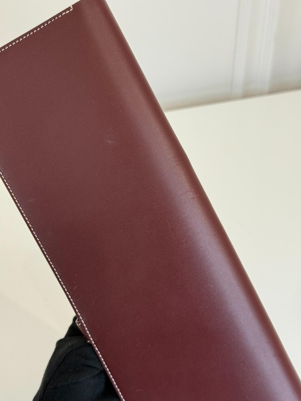 Loro Piana Guardaroba Tie Holder Calfskin Oxblood/Antique Silver