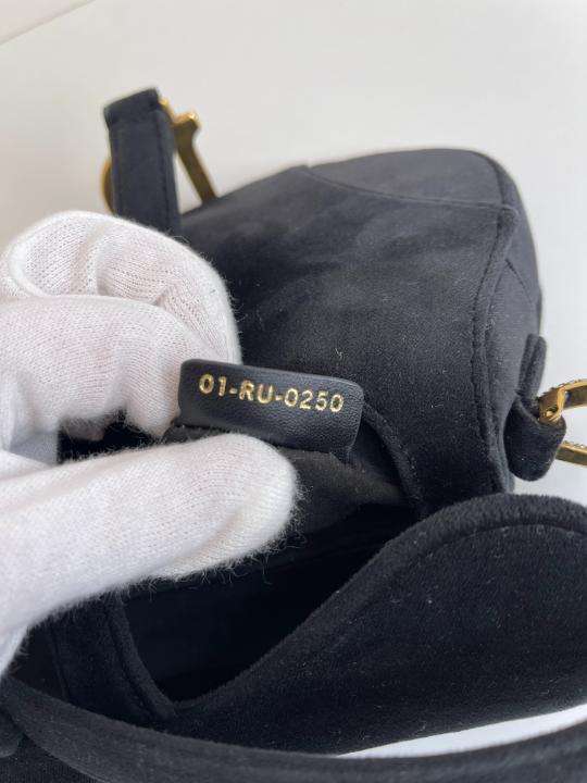Christian Dior Black Velvet Crystals Mini Saddle Bag