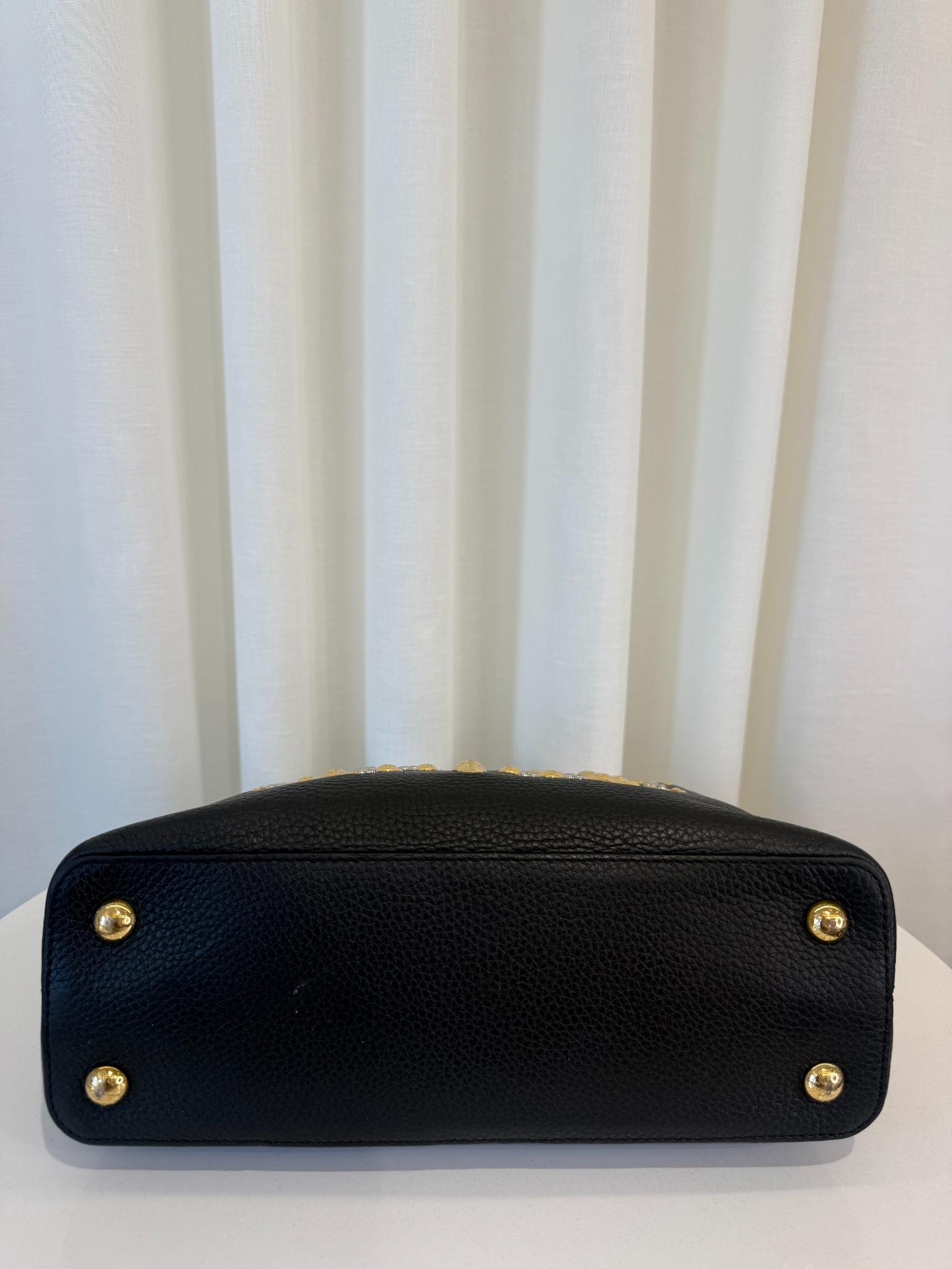 Louis Vuitton Limited Edition Studded Sol Capucines PM Black Taulliron