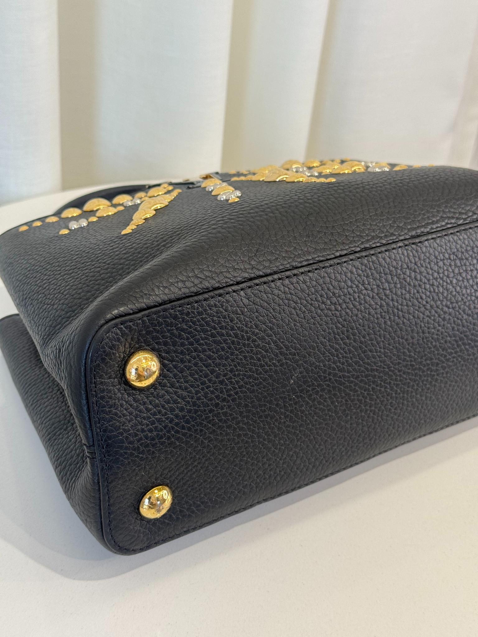 Louis Vuitton Limited Edition Studded Sol Capucines PM Black Taulliron