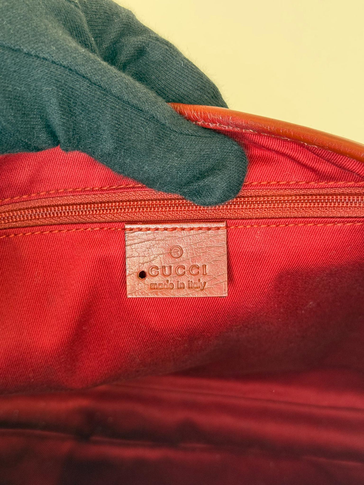 Gucci Vintage Red GG Canvas and Leather Jackie Hobo