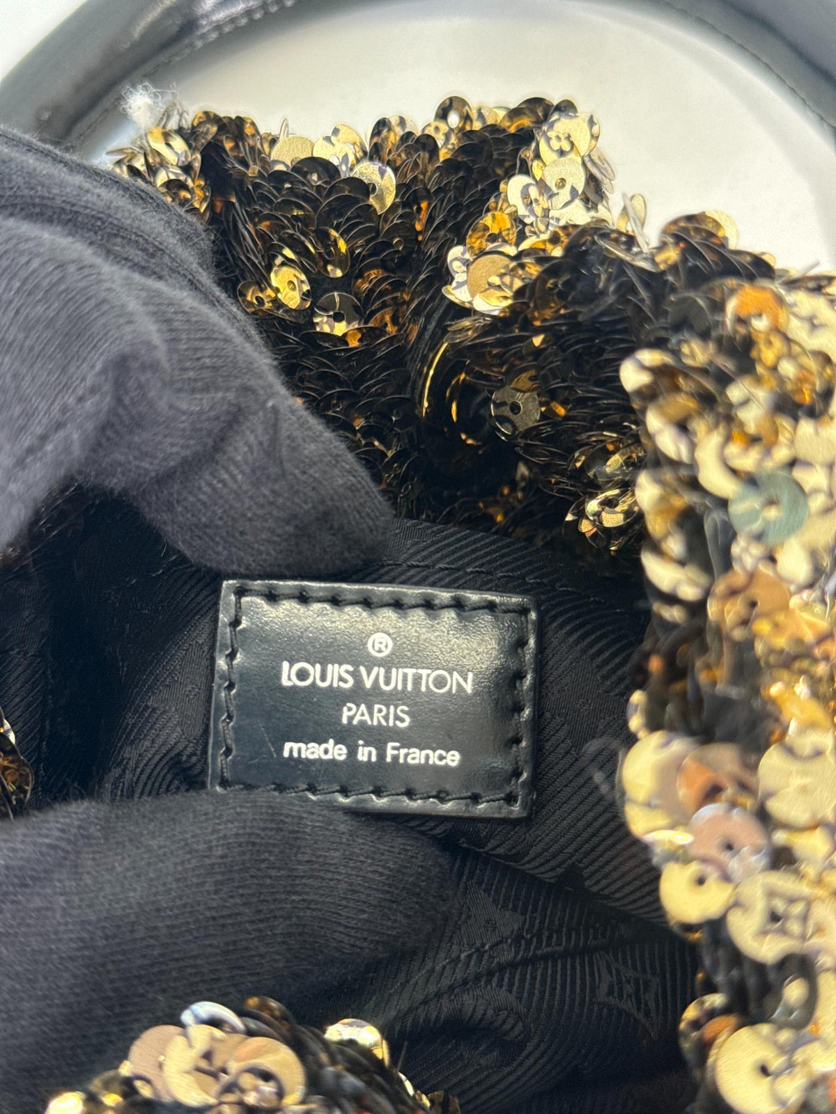 Louis Vuitton Limited Edition Gold Sequin Mini Noe Rococo Bag