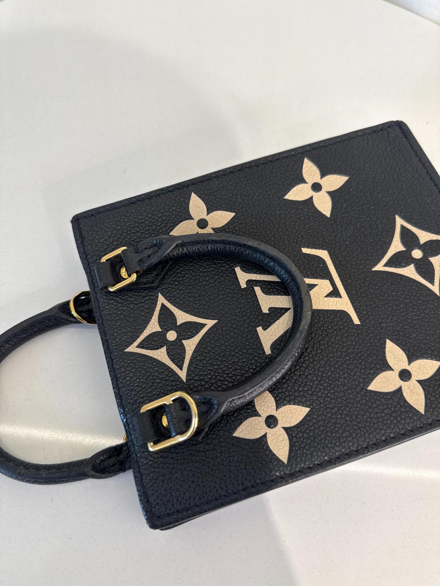 Louis Vuitton Petit Sac Plat Black/Beige Monogram Empreinte