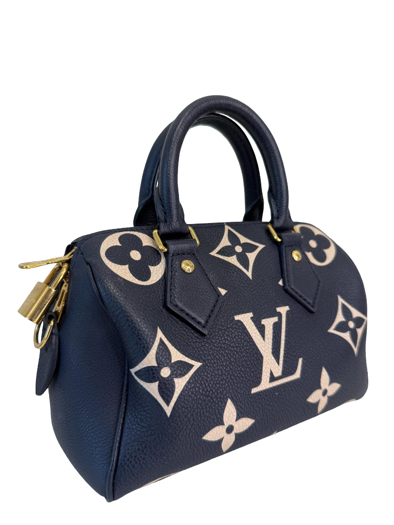 Louis Vuitton Speedy Bandoulière 20 Navy Blue/Beige Monogram Empreinte