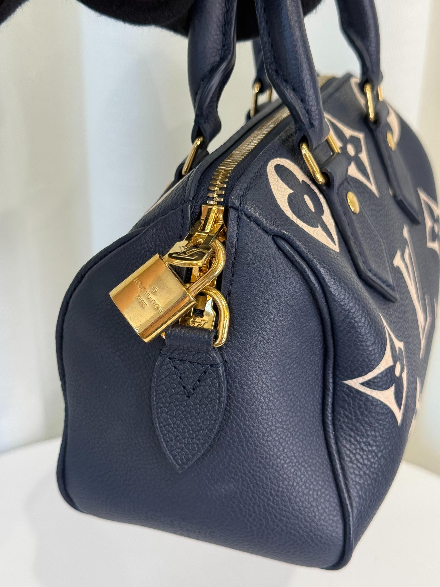 Louis Vuitton Speedy Bandoulière 20 Navy Blue/Beige Monogram Empreinte