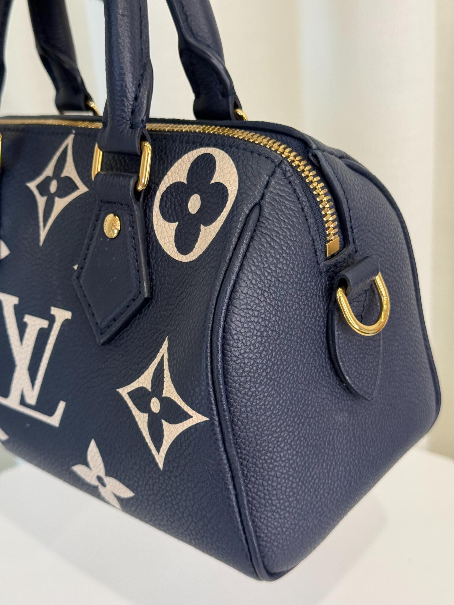 Louis Vuitton Speedy Bandoulière 20 Navy Blue/Beige Monogram Empreinte