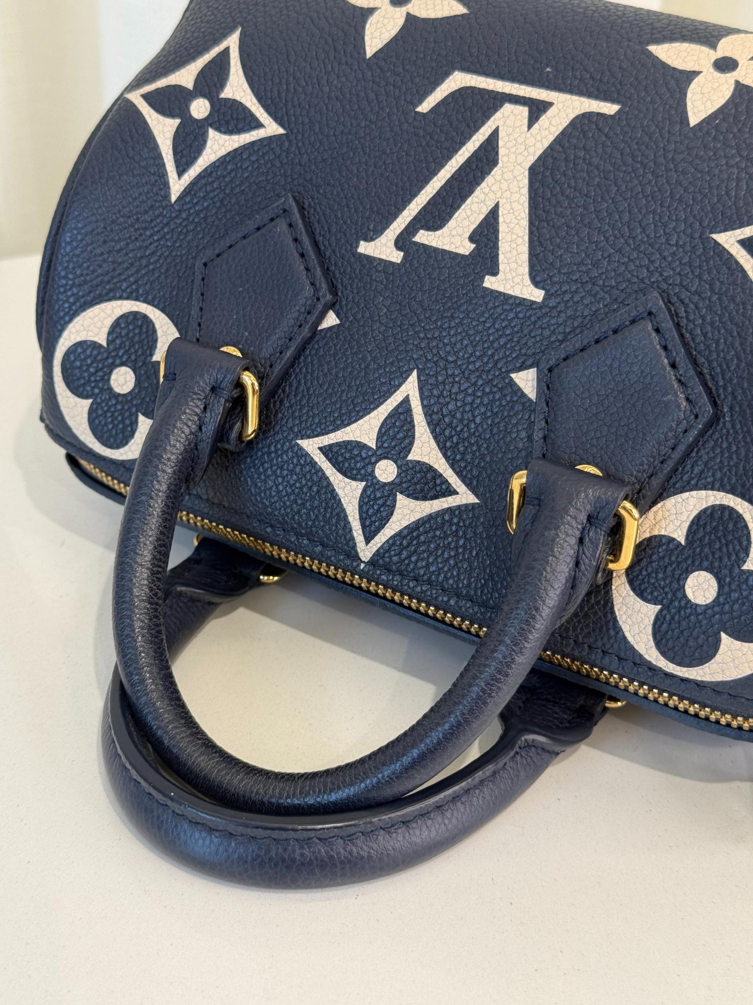 Louis Vuitton Speedy Bandoulière 20 Navy Blue/Beige Monogram Empreinte