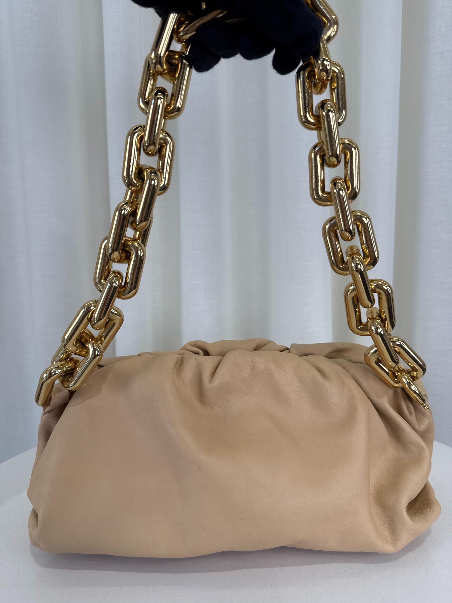 Bottega Veneta Beige Leather Teen The Chain Pouch
