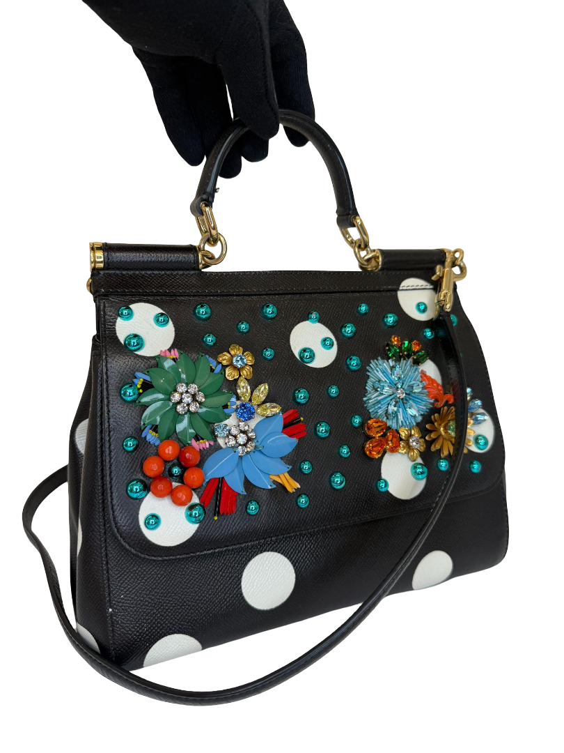 Dolce Gabbana Limited EditionPolka Dot Medium Crystal Embellished Miss Sicily