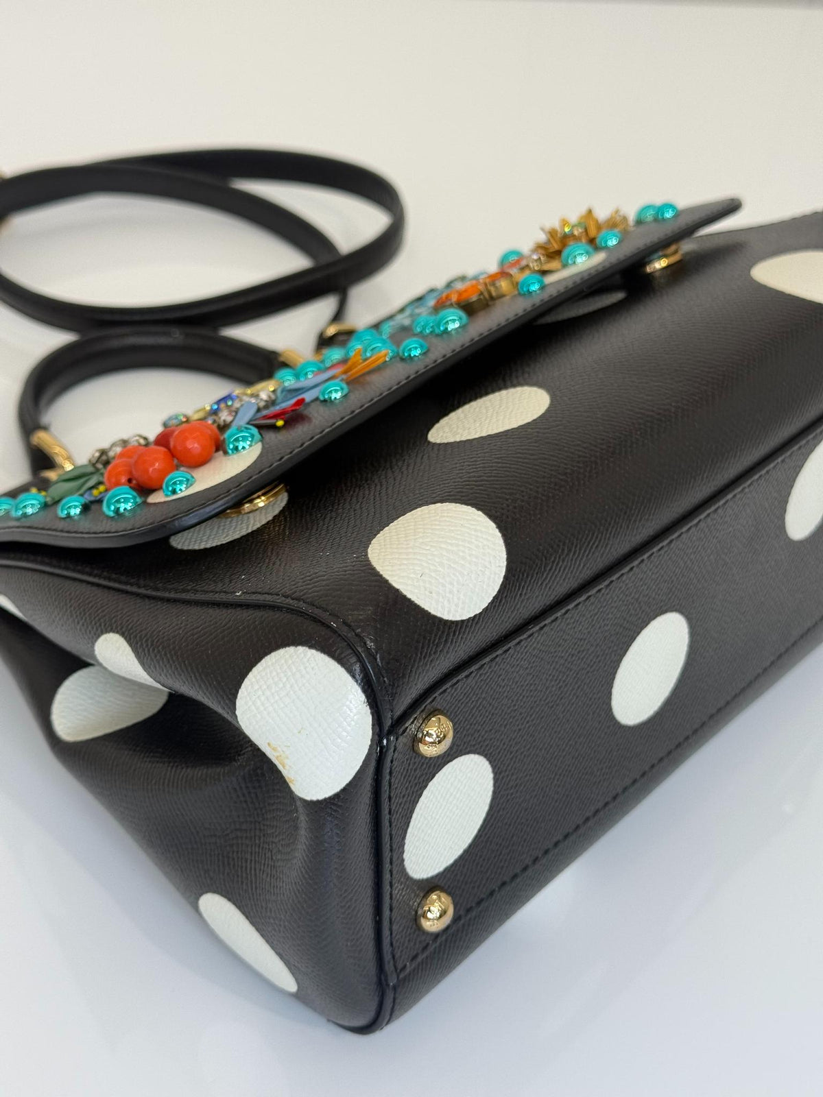 Dolce Gabbana Limited EditionPolka Dot Medium Crystal Embellished Miss Sicily