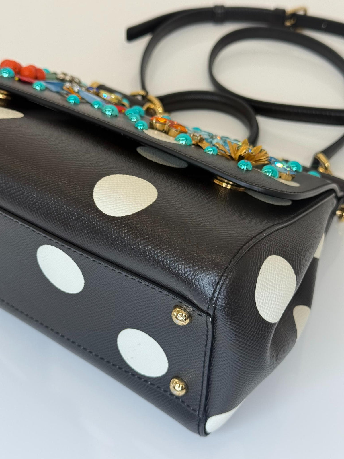 Dolce Gabbana Limited EditionPolka Dot Medium Crystal Embellished Miss Sicily