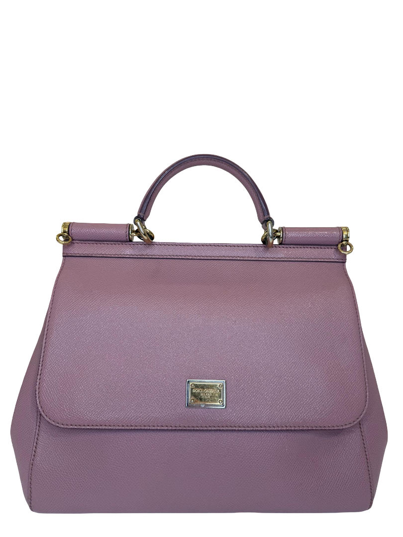 Dolce Gabbana Pink Dauphine Leather Old Large Miss Sicily Top Handle Bag