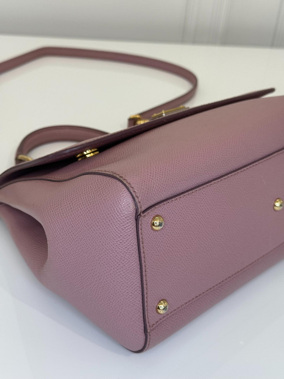 Dolce Gabbana Pink Dauphine Leather Old Large Miss Sicily Top Handle Bag