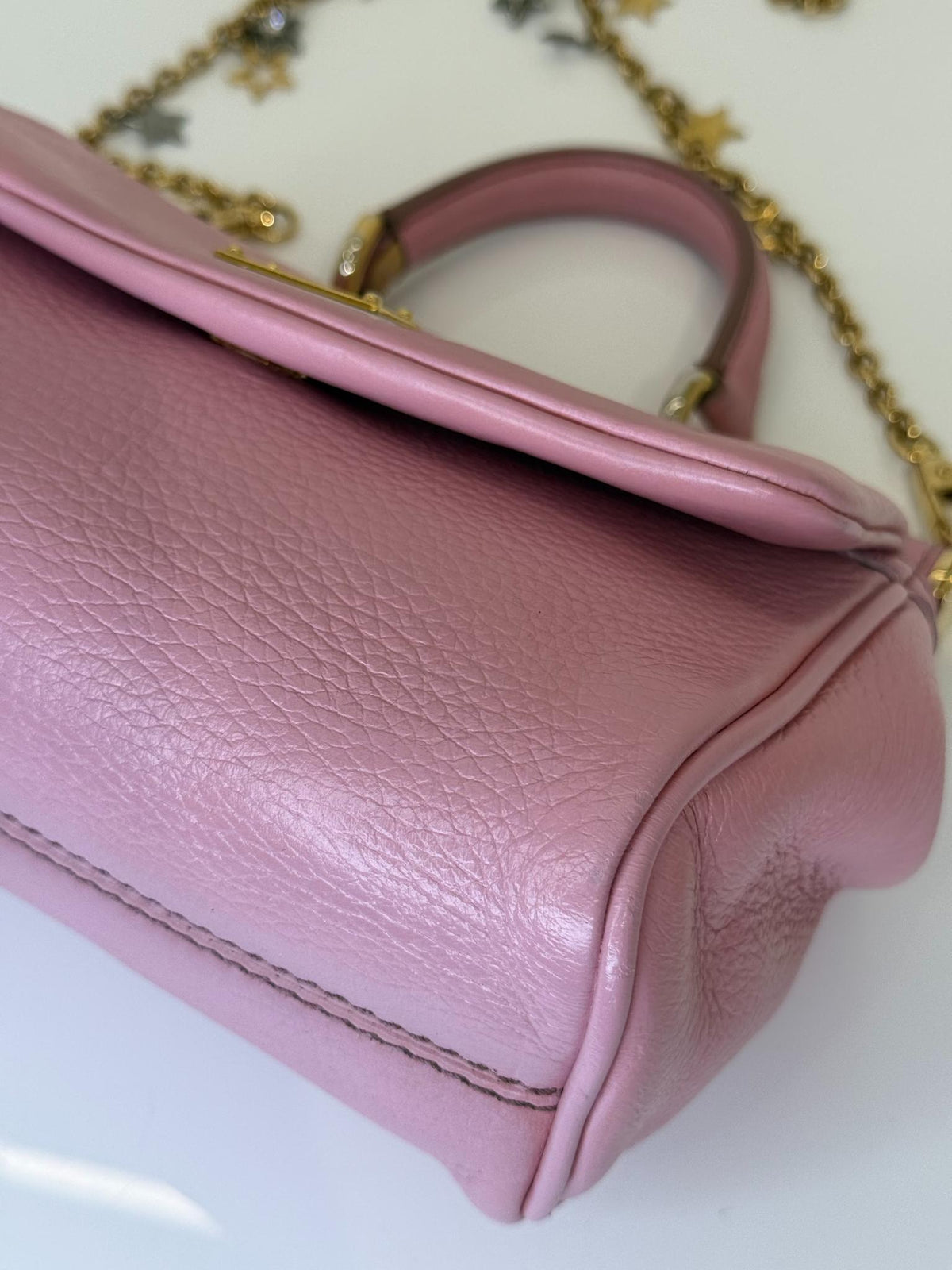 Dolce Gabbana Mini Miss Sicily Pink Calfskin with Star Chain