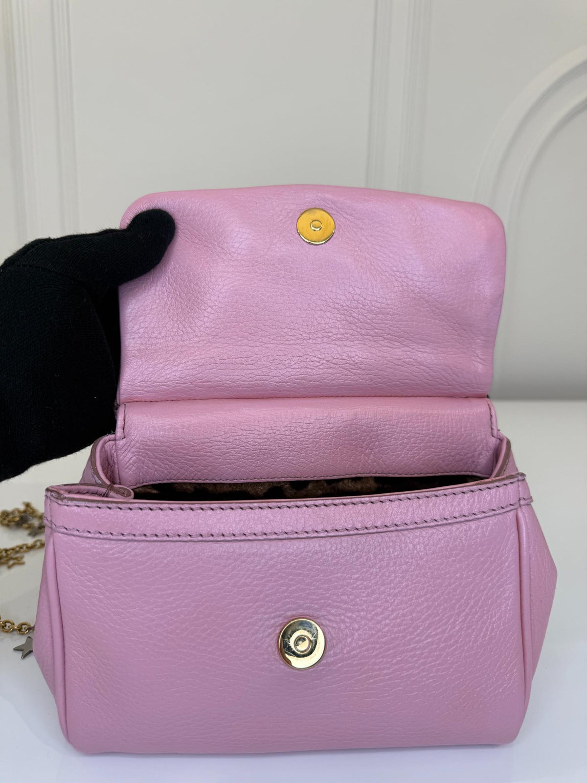 Dolce Gabbana Mini Miss Sicily Pink Calfskin with Star Chain
