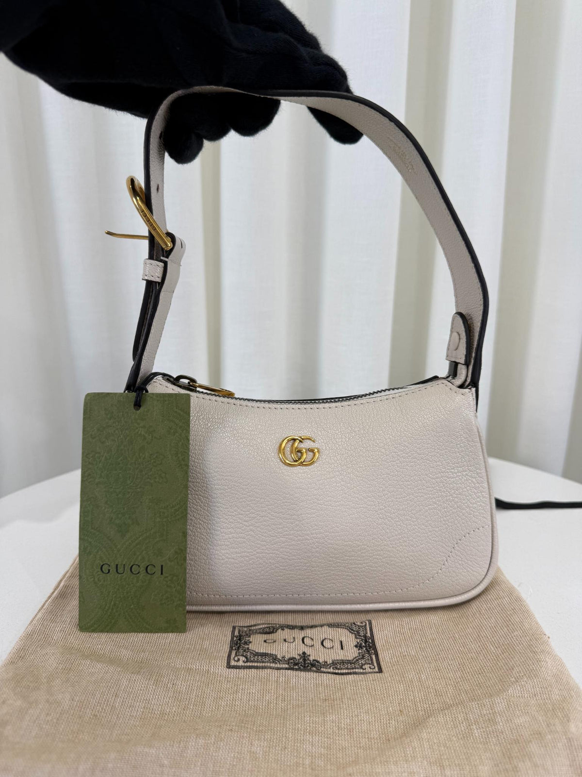 Gucci Aphrodite Mini Shoulder Bag White Soft Leather