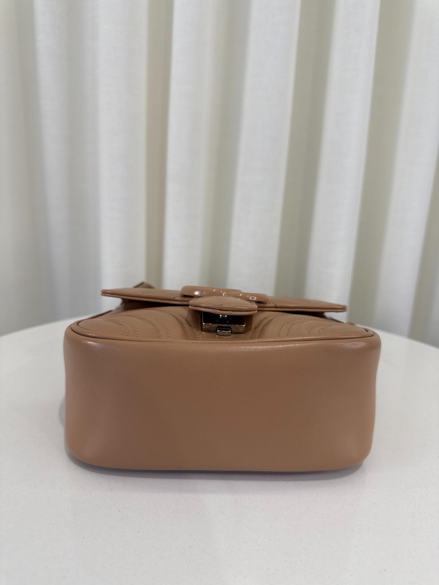 Gucci Calfskin Matelasse Monochrome Mini GG Marmont Crossbody Bag