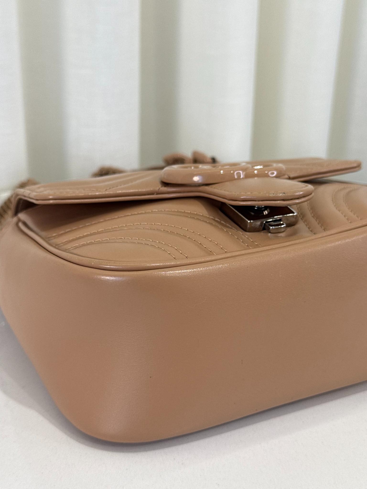 Gucci Calfskin Matelasse Monochrome Mini GG Marmont Crossbody Bag