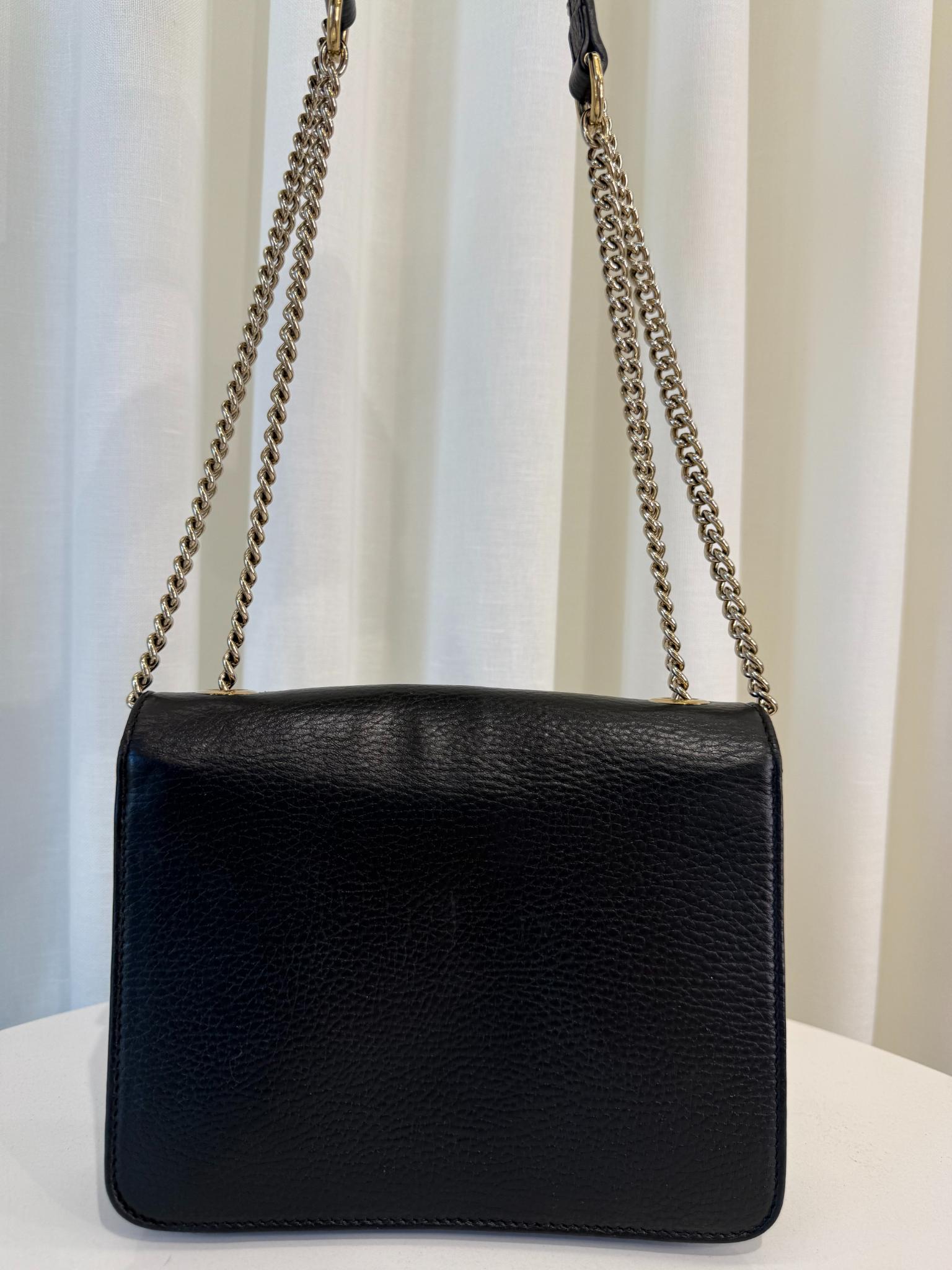 Gucci Small Dollar Calfskin Interlocking G Black Leather Crossbody bag