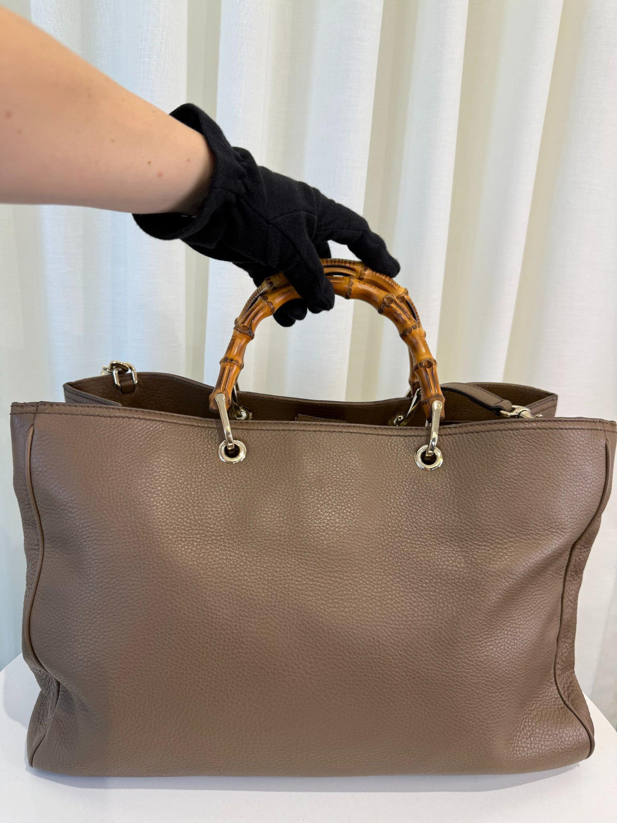 Gucci Brown Leather Large Bamboo Top Handle Shopper Tote
