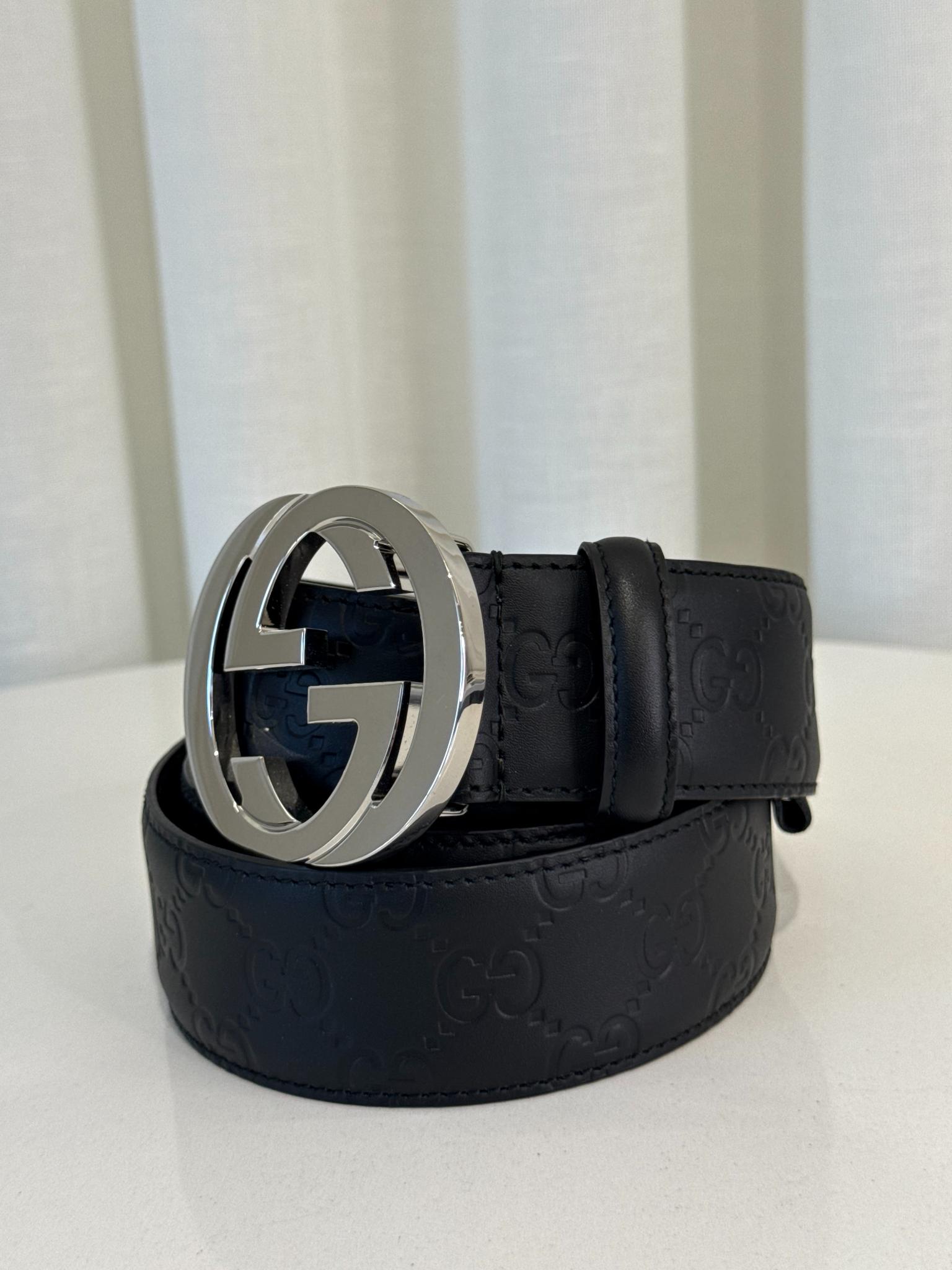 Gucci Interlocking G Belt Signature Guccissima Black Belt