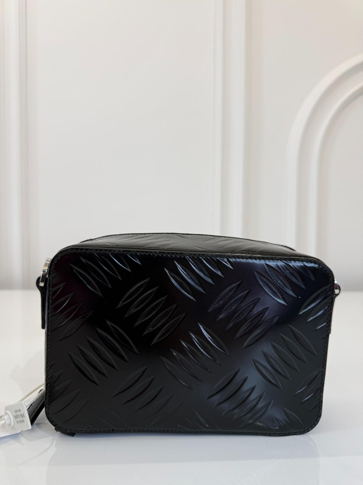 Prada Brique Brushed Leather Crossbody Bag Black
