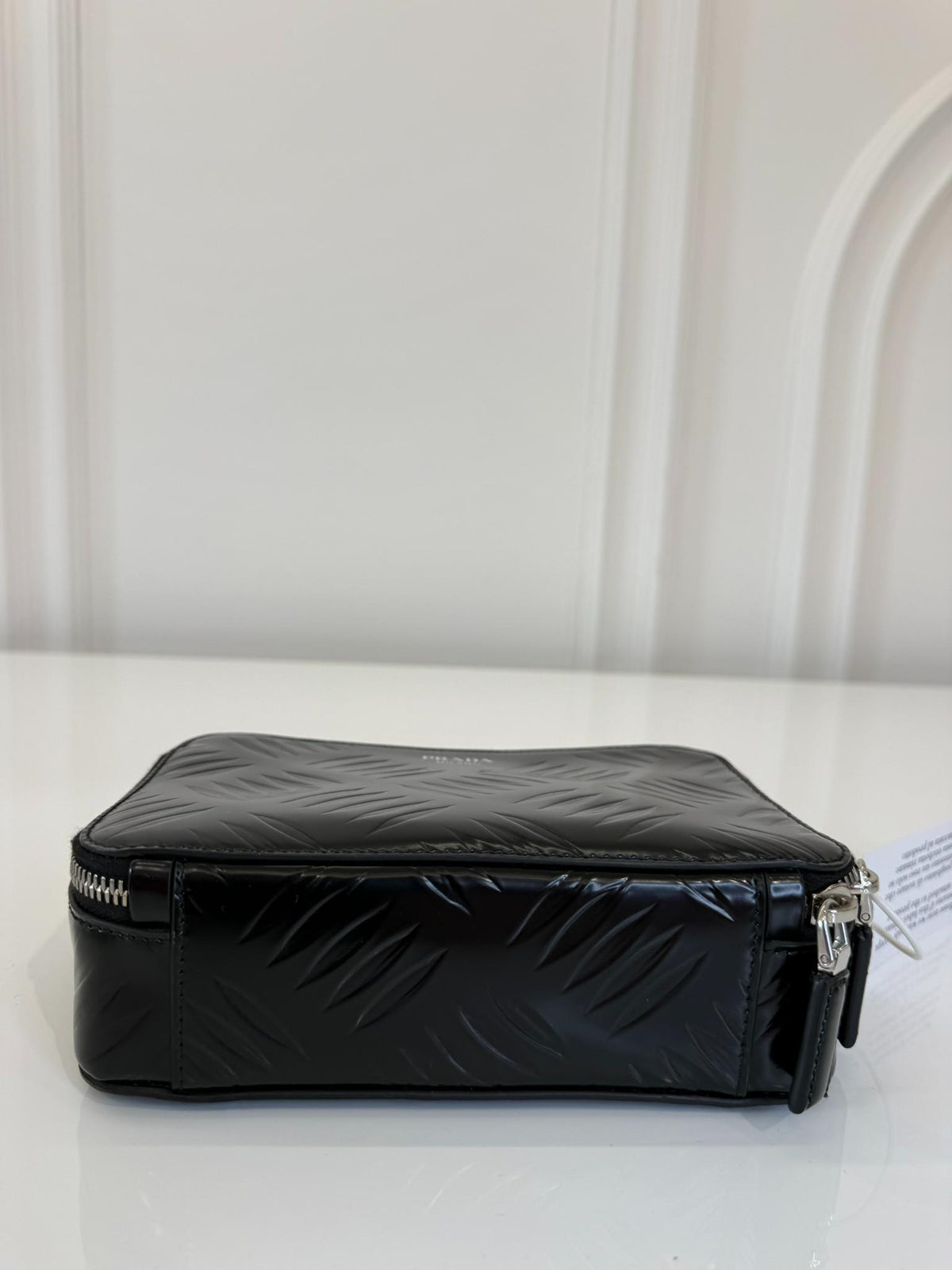 Prada Brique Brushed Leather Crossbody Bag Black