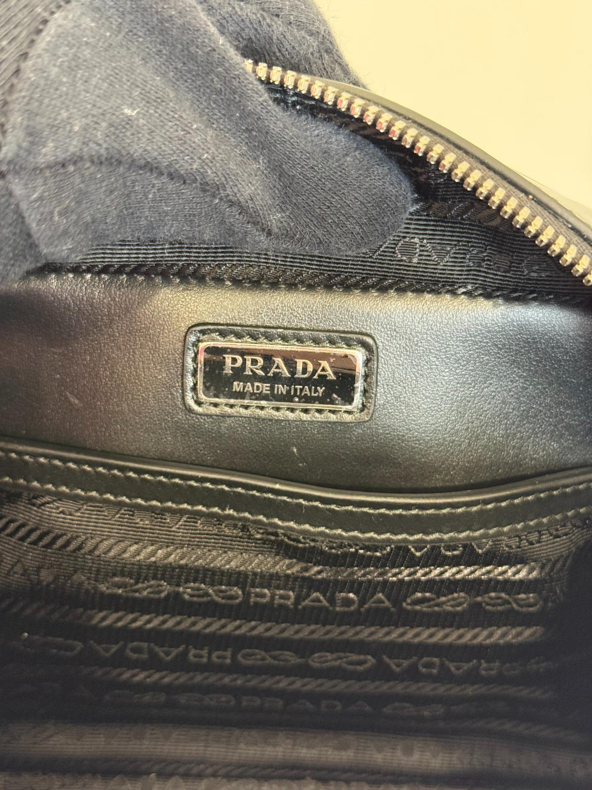 Prada Brique Brushed Leather Crossbody Bag Black
