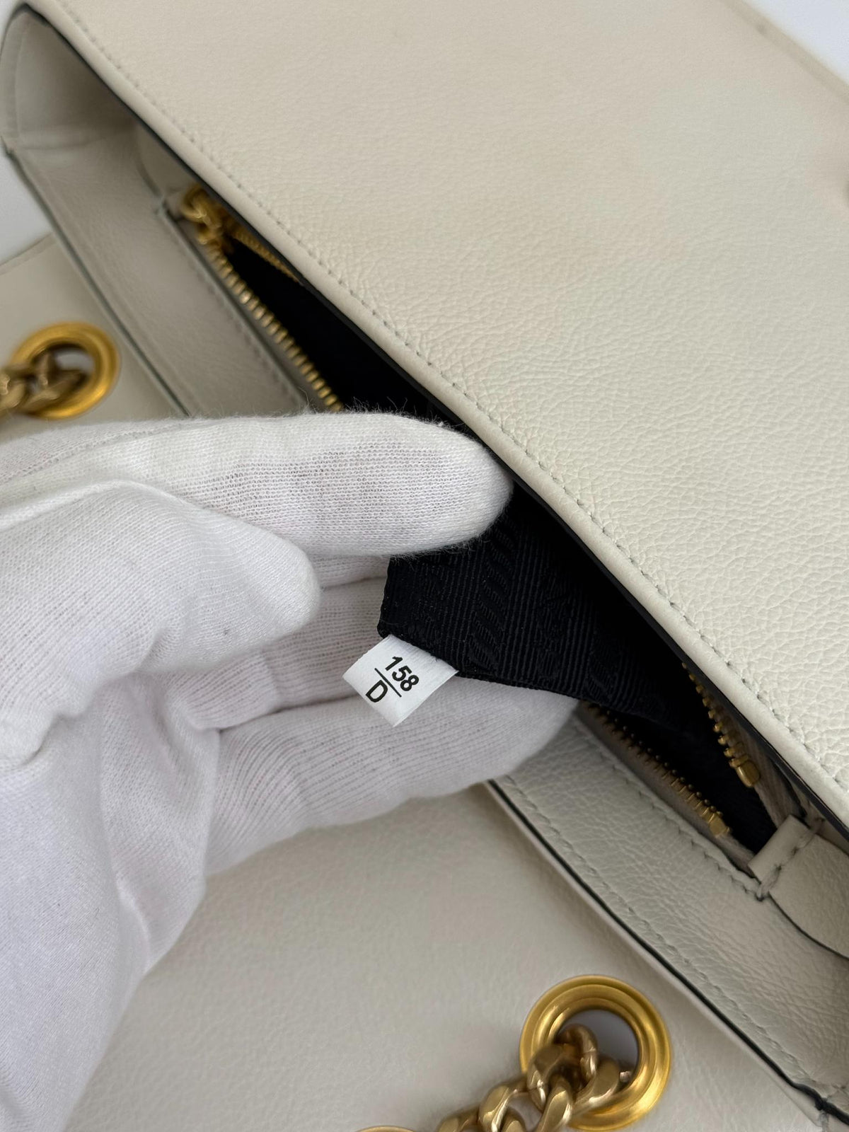 Prada Pattina White Gold Studded Shoulder Bag