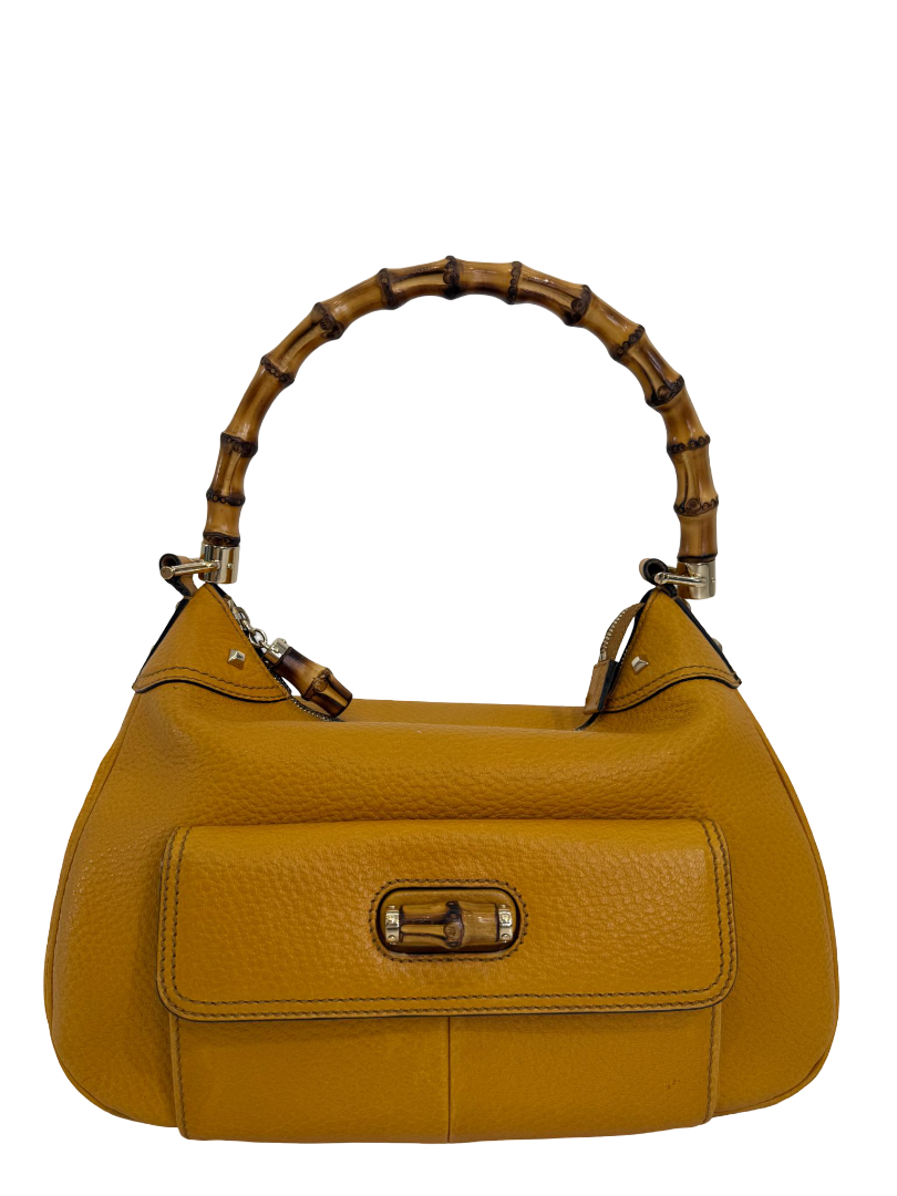 Gucci Vintage Bamboo Mustard Top Handle Bag