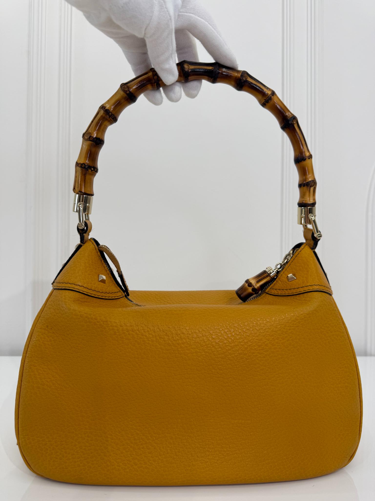 Gucci Vintage Bamboo Mustard Top Handle Bag