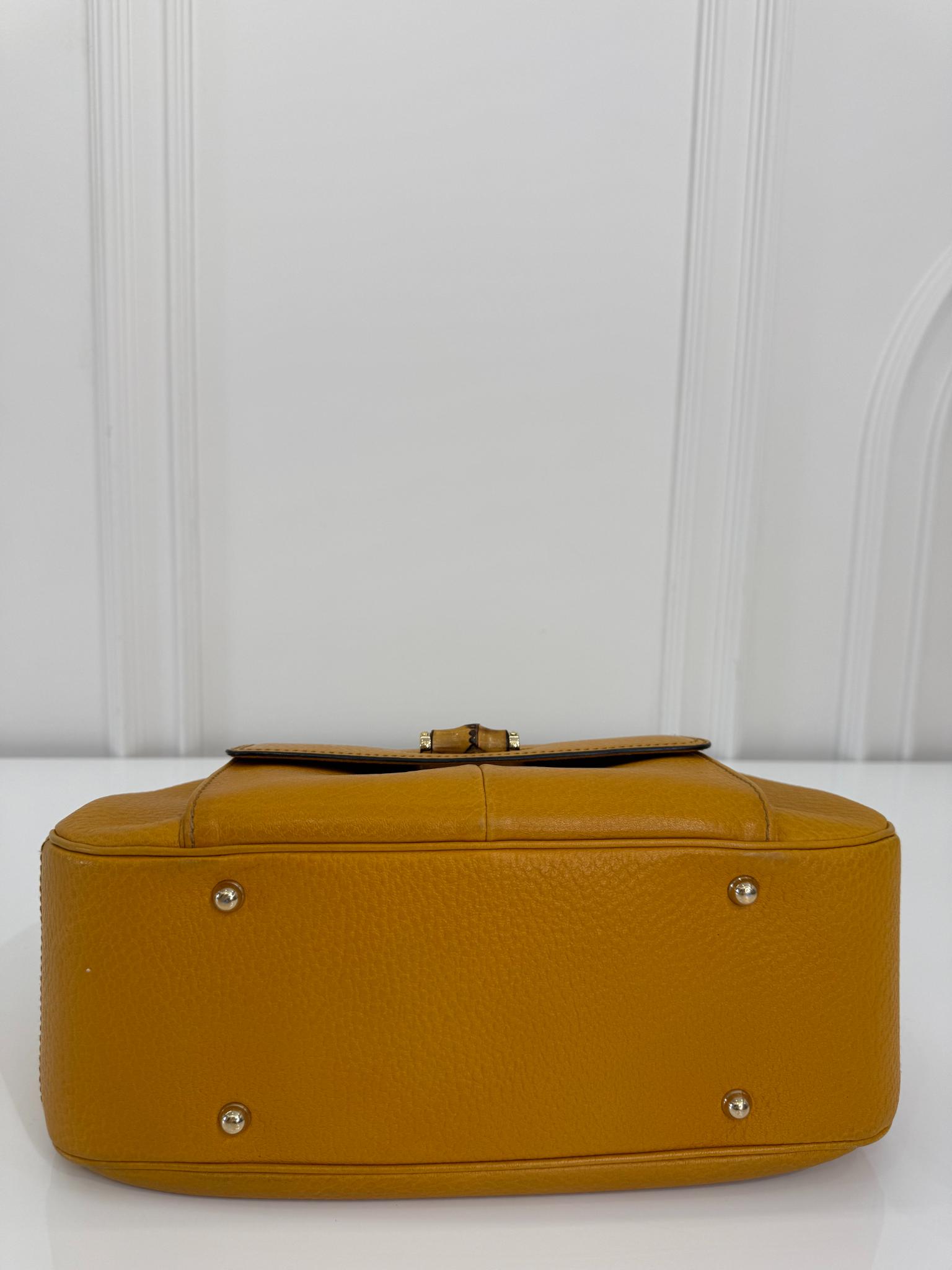 Gucci Vintage Bamboo Mustard Top Handle Bag