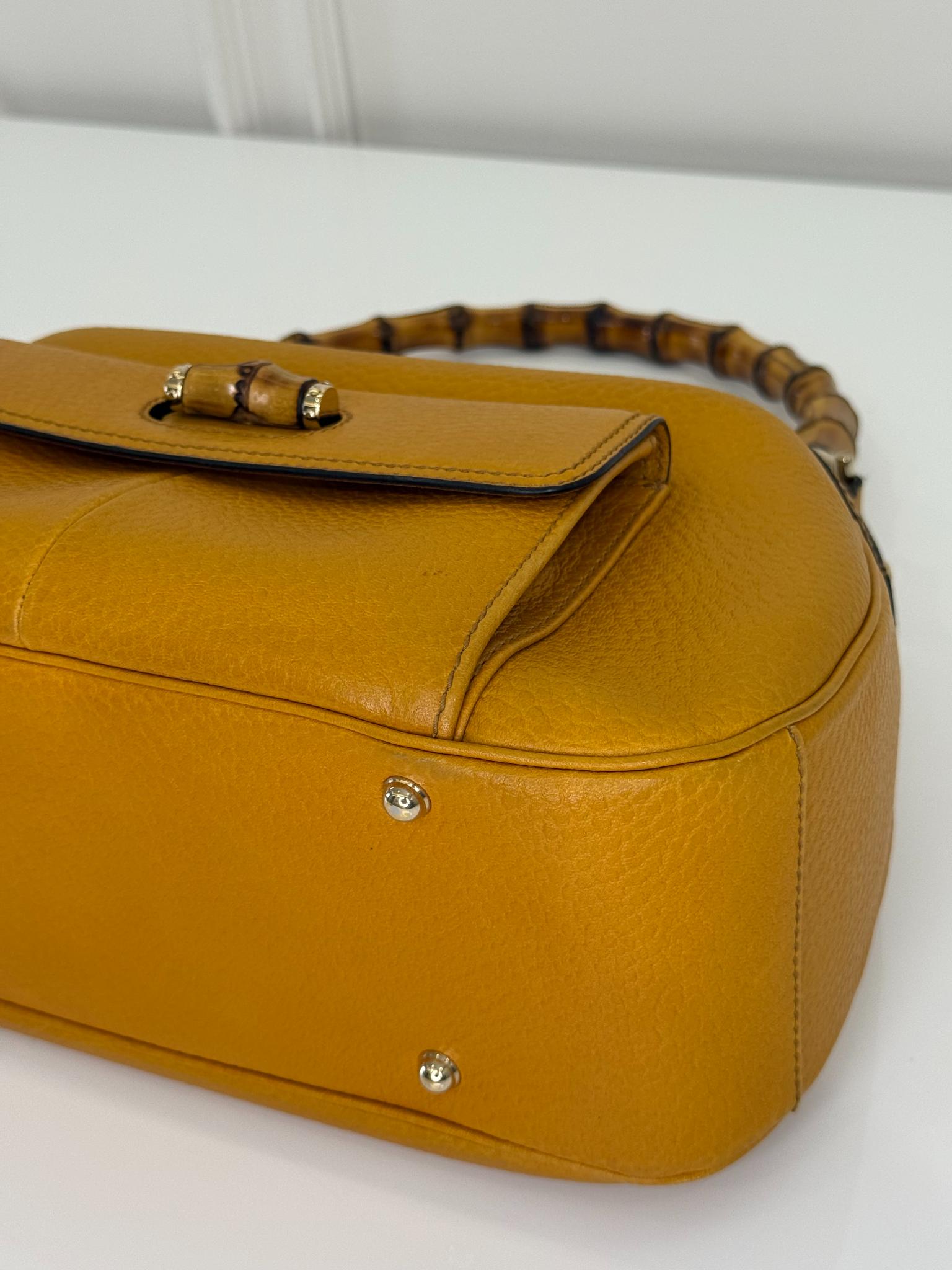 Gucci Vintage Bamboo Mustard Top Handle Bag