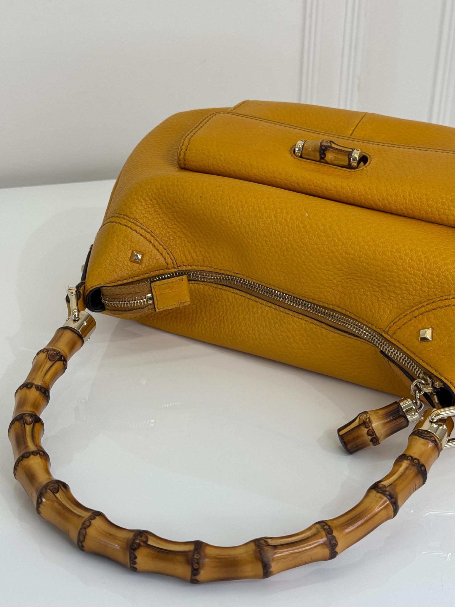Gucci Vintage Bamboo Mustard Top Handle Bag