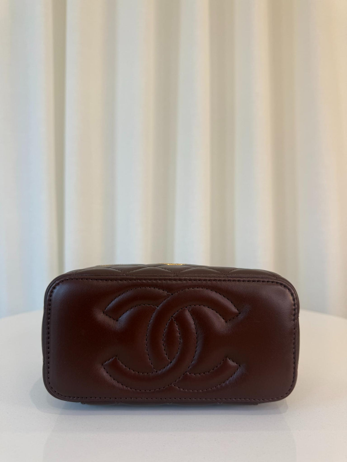 Chanel Dark Brown Quilted Lambskin Vanity Case GHW