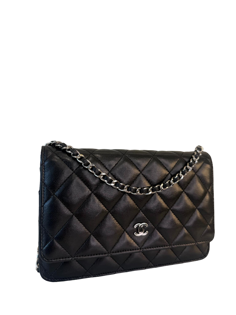 Chanel Black Lambskin Classic Wallet On Chain