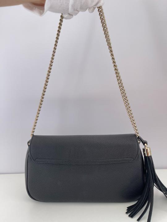 Gucci Soho Black Pebbled Calfskin Medium Flap Crossbody Bag