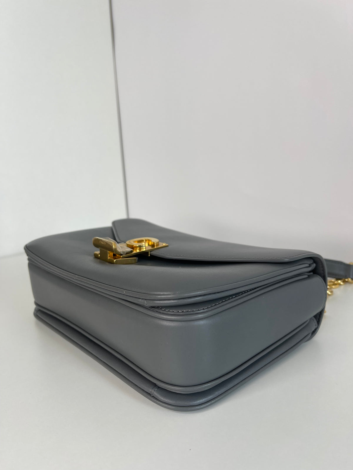Celine C Bag Grey Calfskin Leather Medium Shoulder Flap