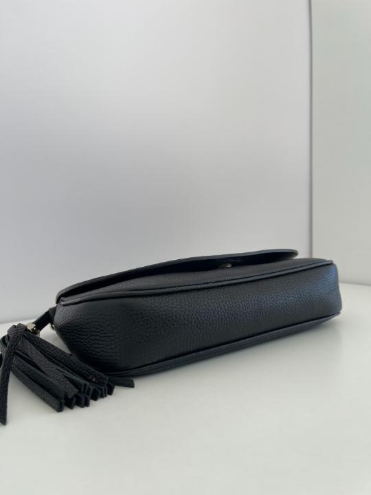 Gucci Soho Black Pebbled Calfskin Medium Flap Crossbody Bag